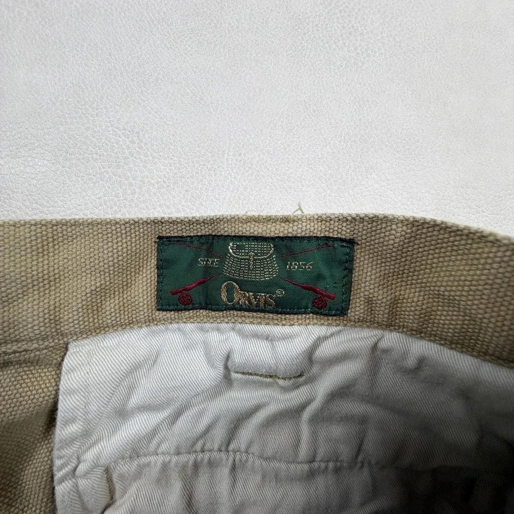 Vintage‎ Orvis Mens 38x28 Khaki Cotton Canvas Work Pants D-Ring Straight Leg Tan